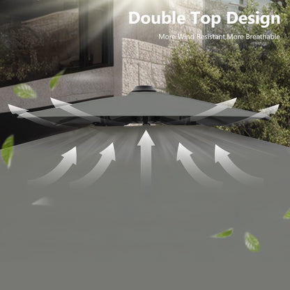 Parasol à bras articulé MAISON ARTS 12 FT, système hydraulique automatique, mât en aluminium, rotation à 360 degrés