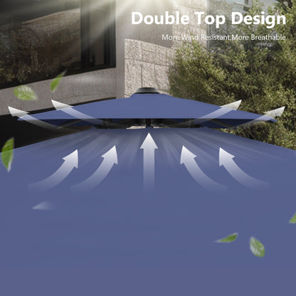 Parasol à bras articulé MAISON ARTS 12 FT, système hydraulique automatique, mât en aluminium, rotation à 360 degrés