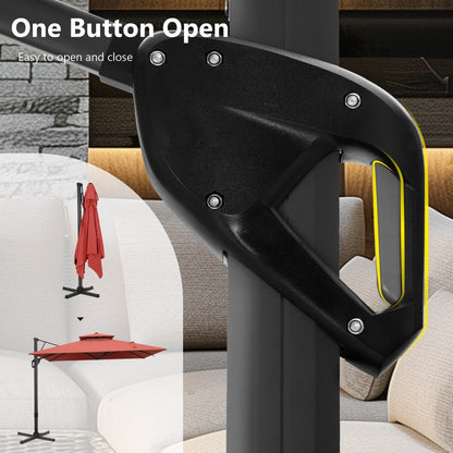 Parasol à bras articulé MAISON ARTS 12 FT, système hydraulique automatique, mât en aluminium, rotation à 360 degrés