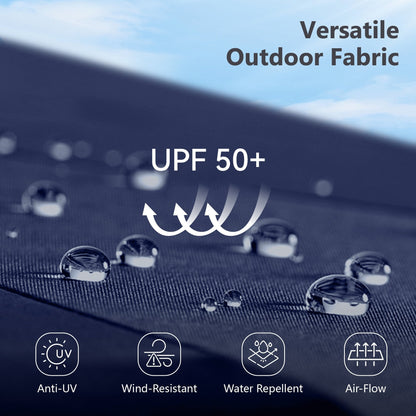 Parasol à bras articulé MAISON ARTS 12 FT, système hydraulique automatique, mât en aluminium, rotation à 360 degrés