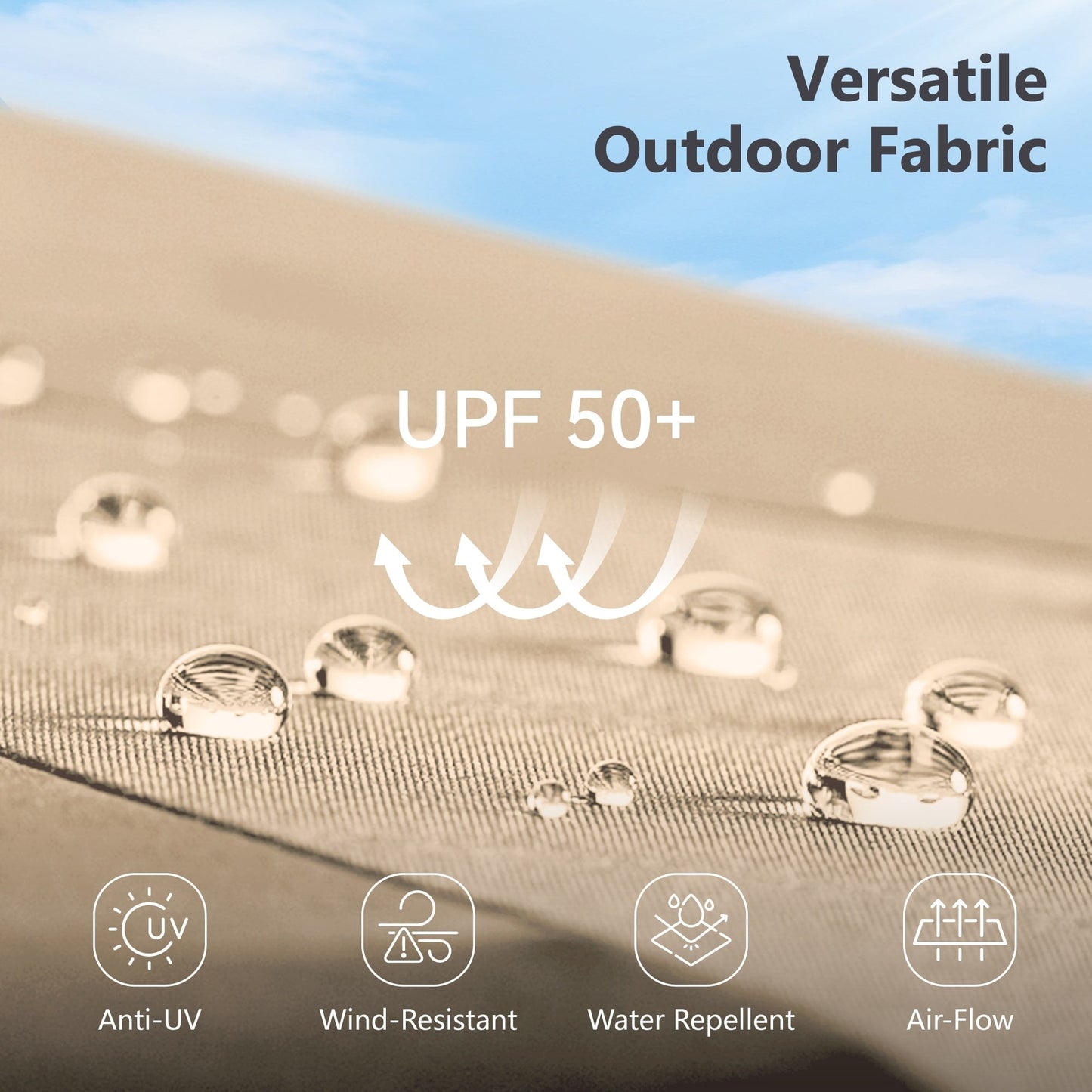 Parasol à bras articulé MAISON ARTS 12 FT, système hydraulique automatique, mât en aluminium, rotation à 360 degrés