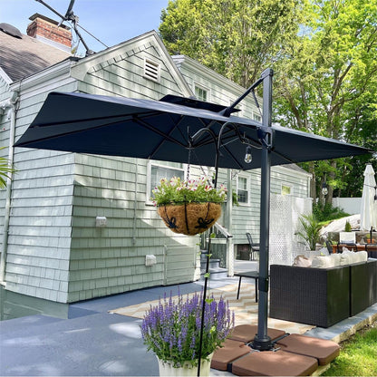 Parasol à bras articulé MAISON ARTS 12 FT, système hydraulique automatique, mât en aluminium, rotation à 360 degrés