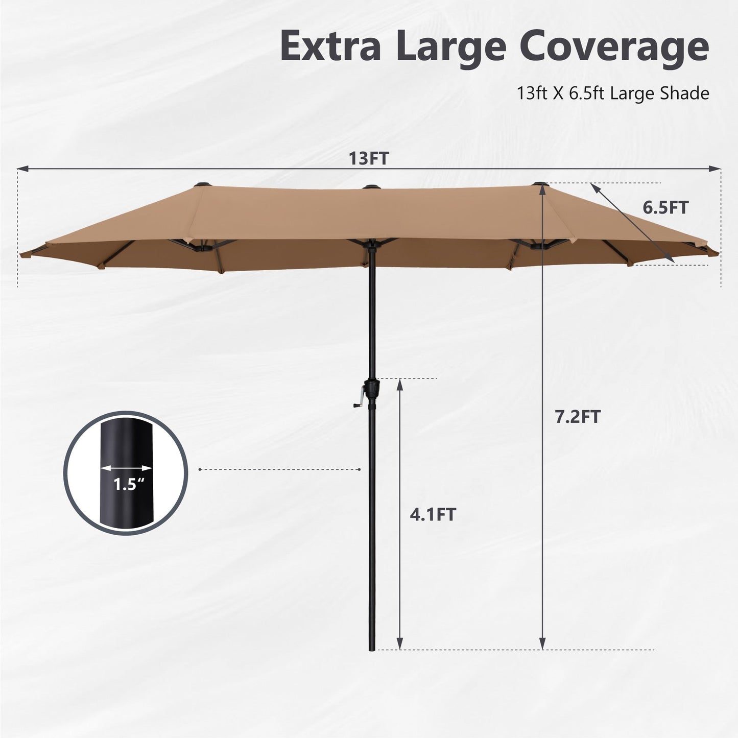 MAISON ARTS 13ft Double -Sided Patio Umbrella Extra Large with Crank