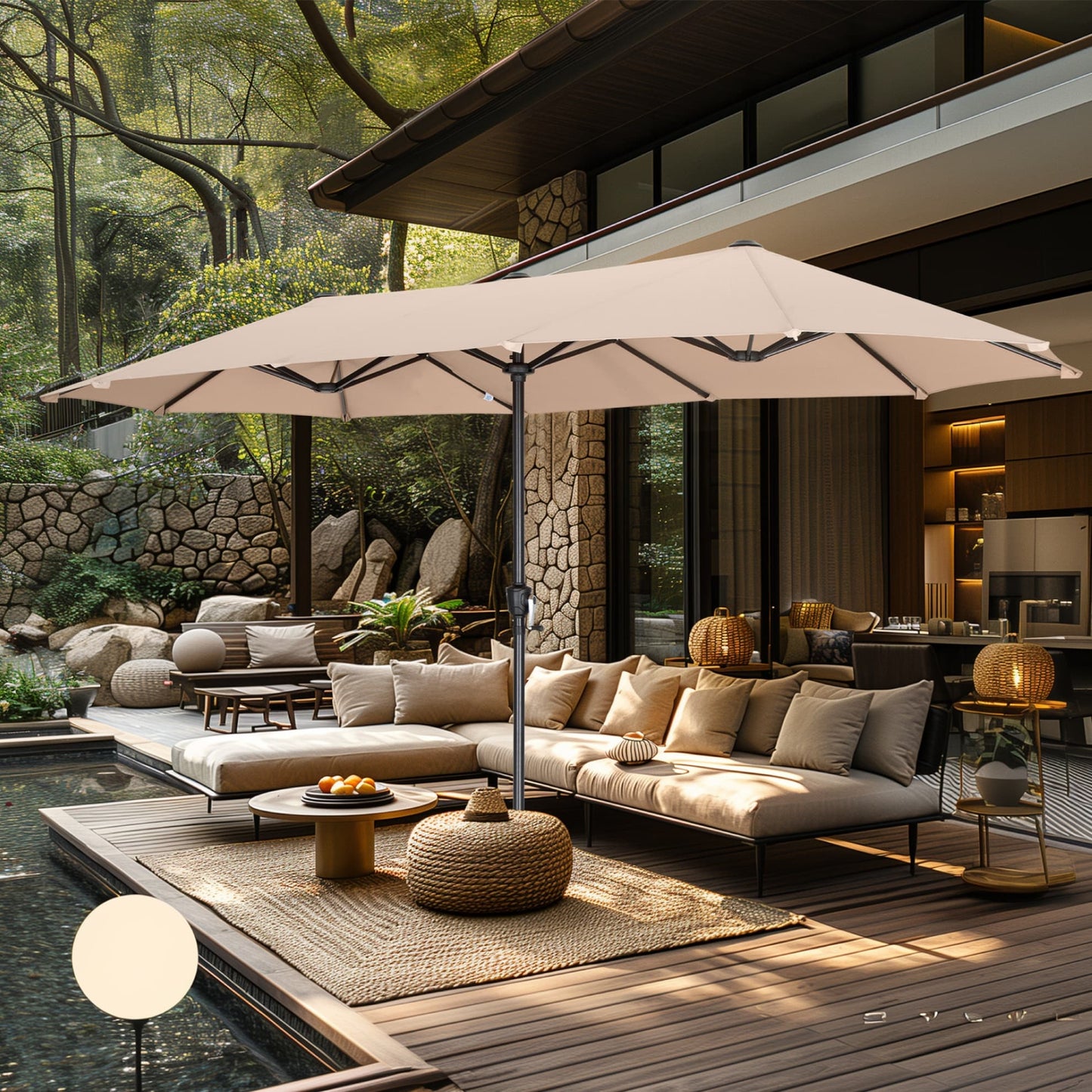 MAISON ARTS 13ft Double -Sided Patio Umbrella Extra Large with Crank