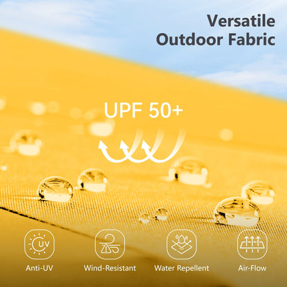 MAISON ARTS Parasol de jardin rectangulaire à manivelle de 4,5 mètres, double face, avec éclairage solaire à LED, pour terrasse, avec socle inclus.