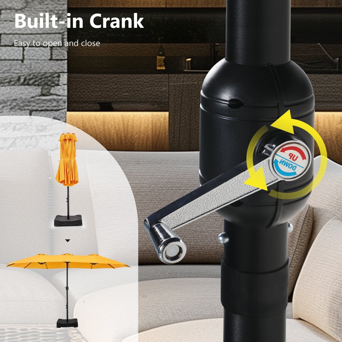 MAISON ARTS Parasol de terrasse extra large double face de 4,5 m avec socle inclus