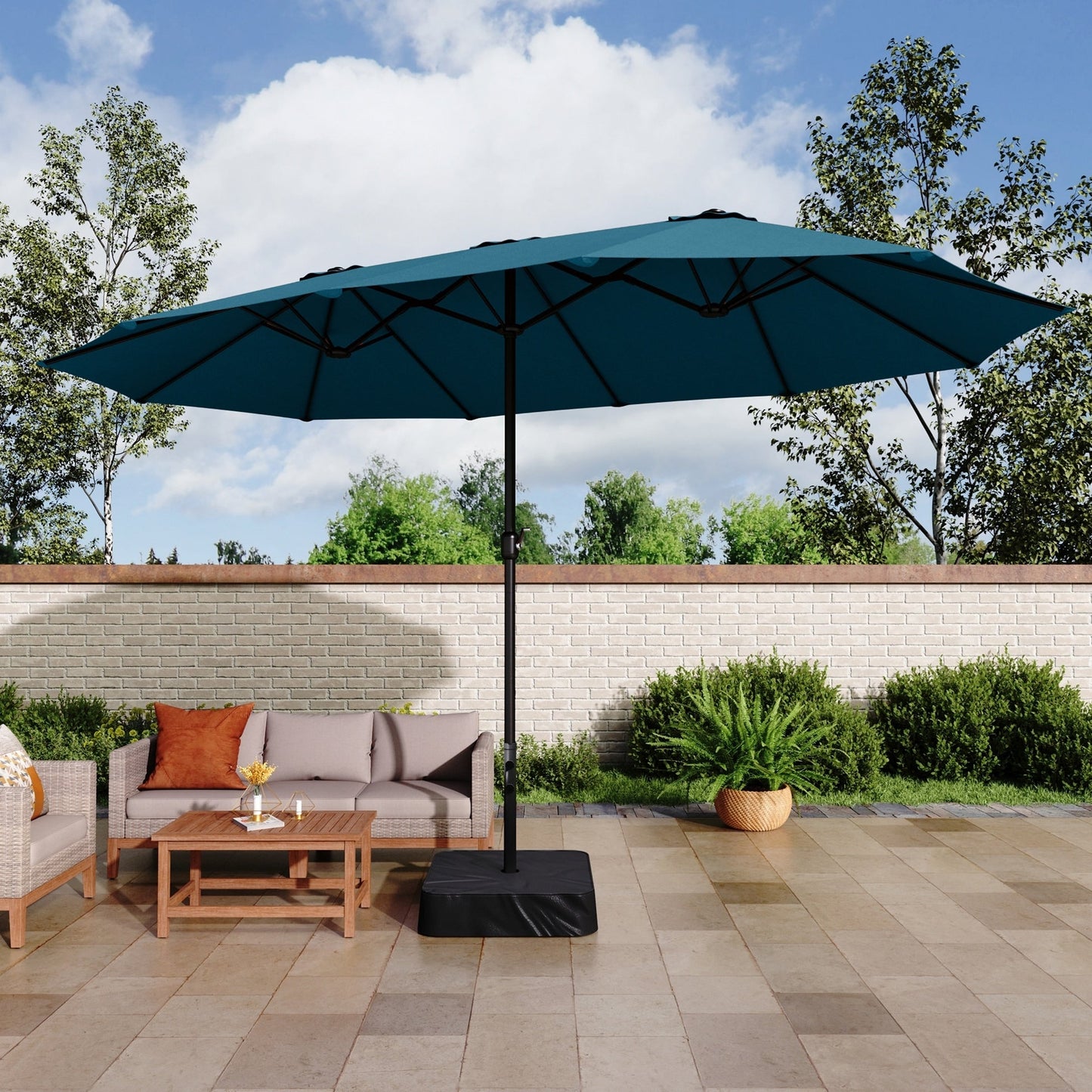 MAISON ARTS Parasol de terrasse extra large double face de 4,5 m avec socle inclus