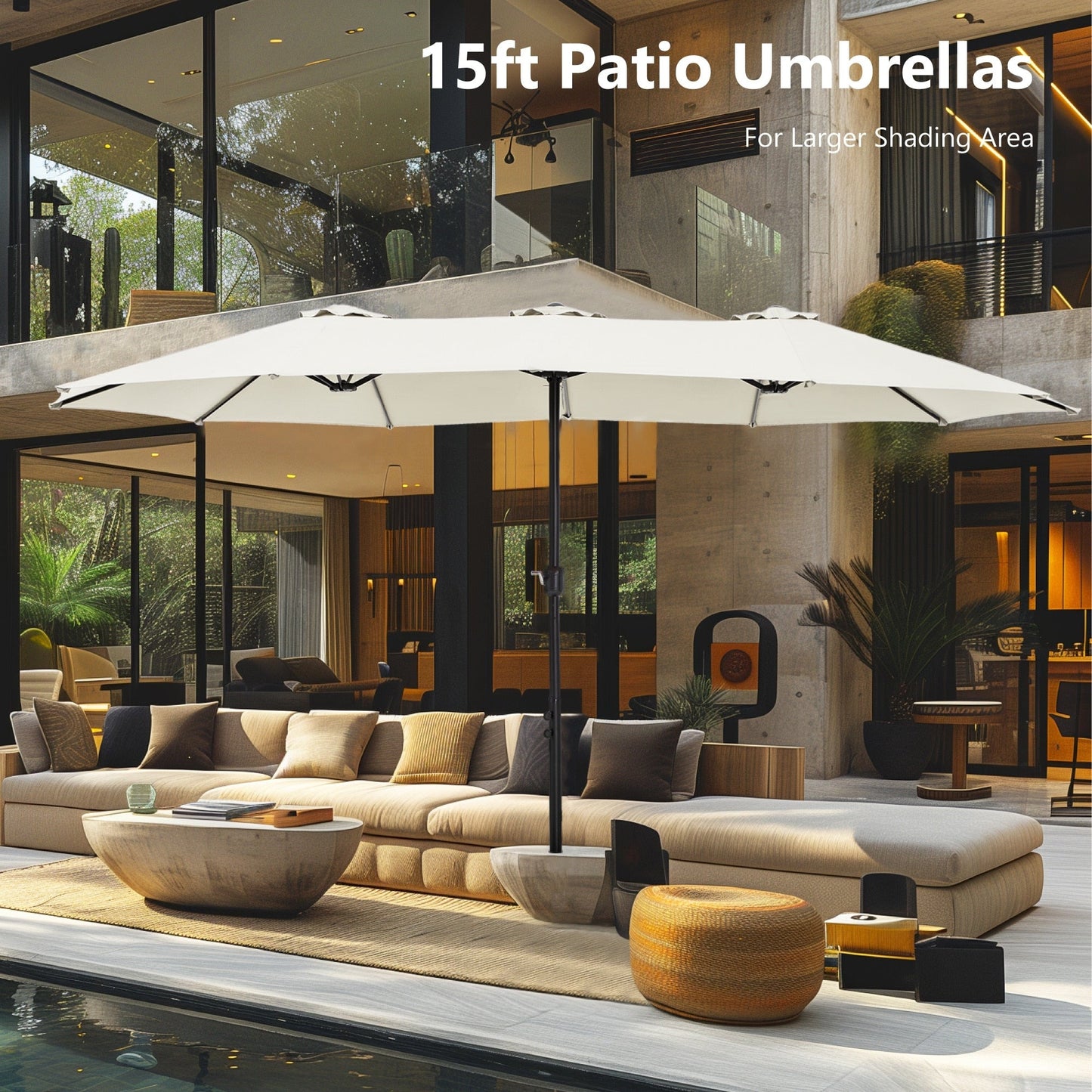 MAISON ARTS Parasol de terrasse extra large double face de 4,5 m avec socle inclus