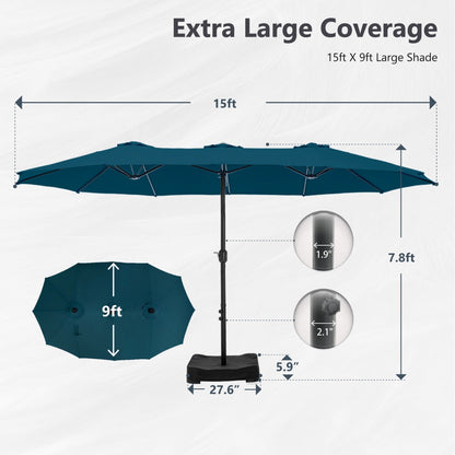 MAISON ARTS Parasol de terrasse extra large double face de 4,5 m avec socle inclus