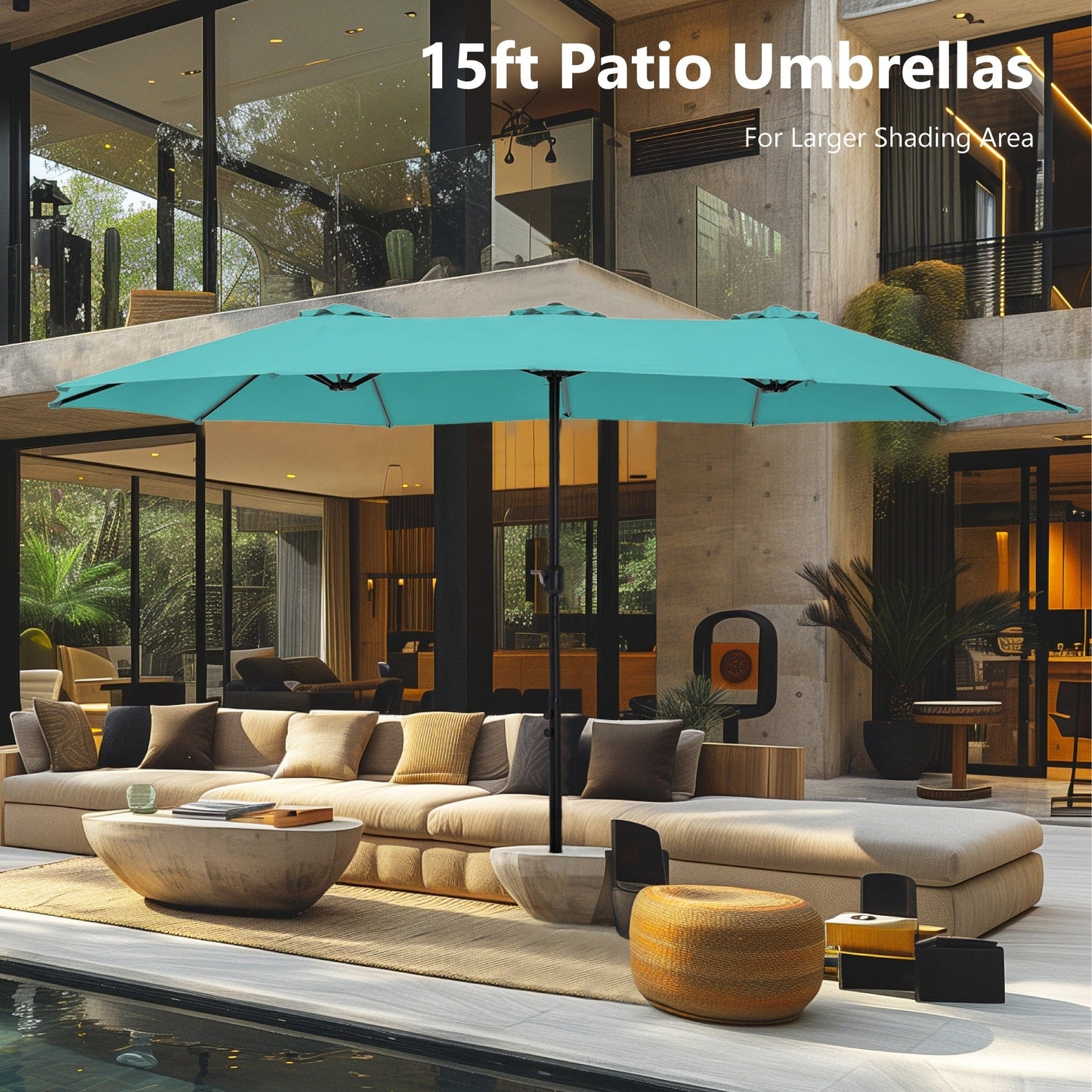 MAISON ARTS Parasol de terrasse extra large double face de 4,5 m avec socle inclus