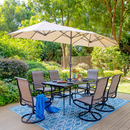 Ensemble de repas de jardin MAISON ARTS 8 pièces avec parasol de jardin de 13 pieds