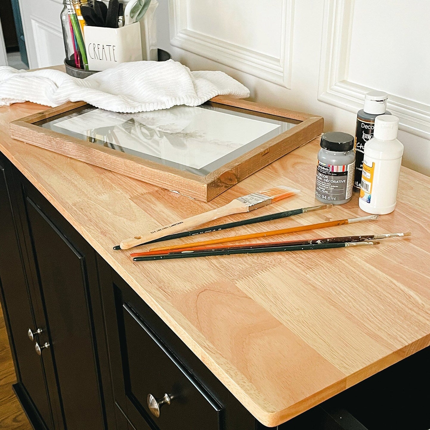 Chariot d'îlot de cuisine Sophia &amp; William avec plateau rabattable et plateau en bois de caoutchouc, chariot de cuisine roulant avec grand placard de rangement