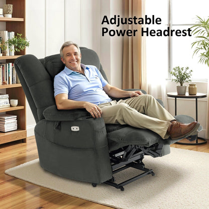 MCombo Fauteuil inclinable électrique à double moteur, large et spacieux, avec massage et double chauffage, pour personnes âgées de grande taille, tissu R7635