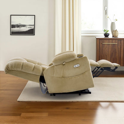 MCombo Fauteuil inclinable électrique à double moteur, large et spacieux, avec massage et double chauffage, pour personnes âgées de grande taille, tissu R7635