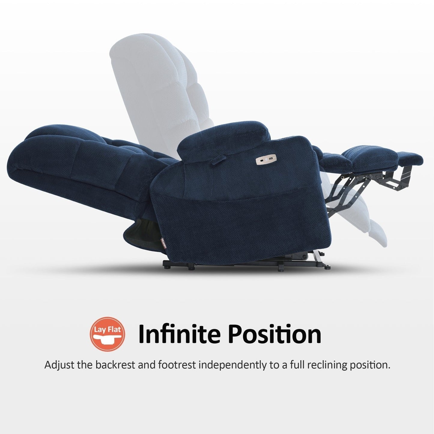 MCombo Fauteuil inclinable électrique à double moteur, large et spacieux, avec massage et double chauffage, pour personnes âgées de grande taille, tissu R7635