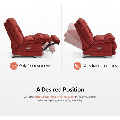 Fauteuil inclinable électrique à double moteur sans accoudoirs MCombo, modèle PR607, avec fonction basculante, idéal pour le salon, en tissu.