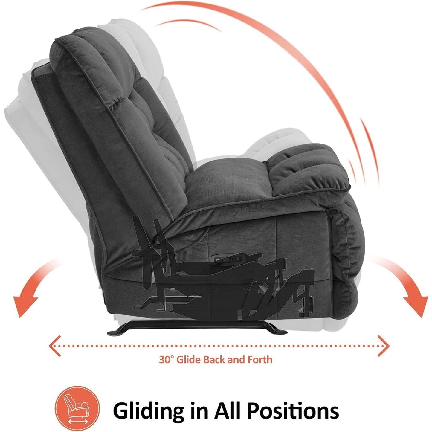 Fauteuil inclinable électrique à double moteur sans accoudoirs MCombo, modèle PR607, avec fonction basculante, idéal pour le salon, en tissu.