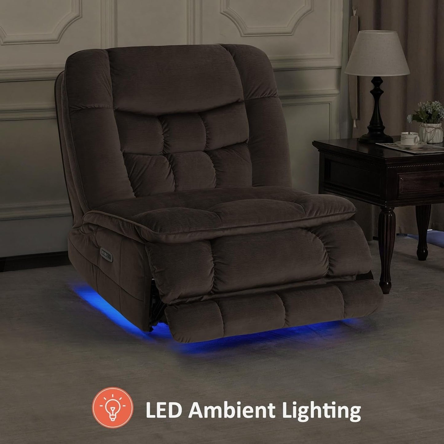 Fauteuil inclinable électrique à double moteur sans accoudoirs MCombo, modèle PR607, avec fonction basculante, idéal pour le salon, en tissu.