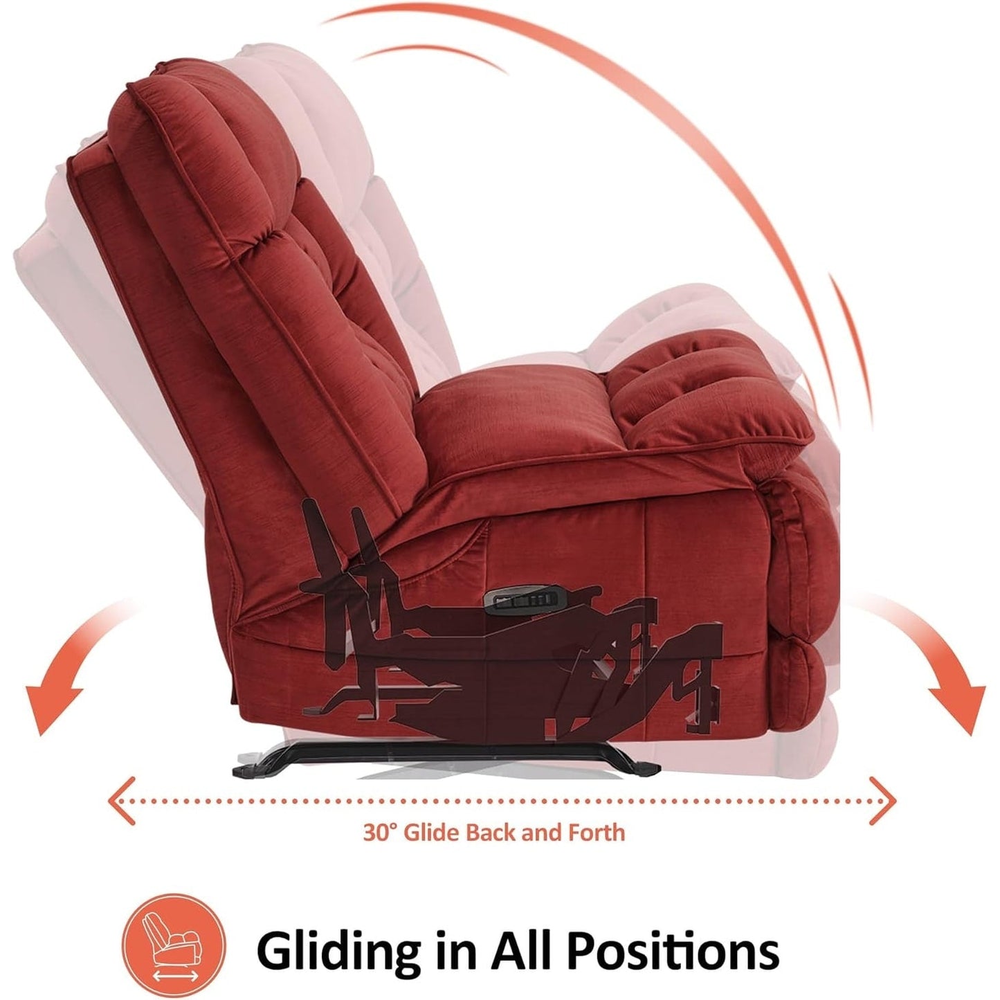 Fauteuil inclinable électrique à double moteur sans accoudoirs MCombo, modèle PR607, avec fonction basculante, idéal pour le salon, en tissu.