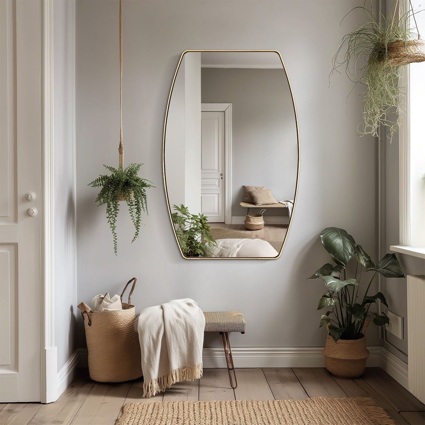 Miroir mural rectangulaire en métal MacLuu