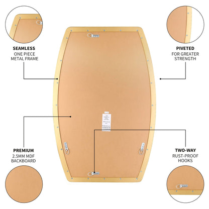 Miroir mural rectangulaire en métal MacLuu