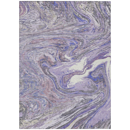Machine Washable Indoor/ Outdoor Abstract Brushstroke Chantille Rug