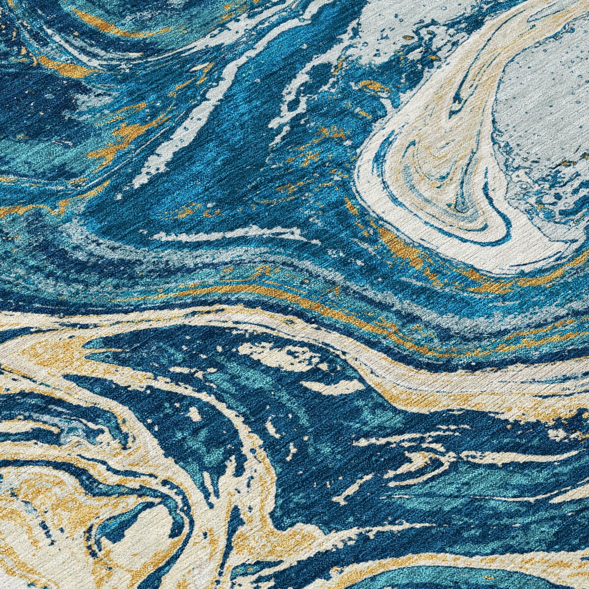 Machine Washable Indoor/ Outdoor Abstract Brushstroke Chantille Rug