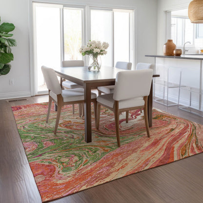 Machine Washable Indoor/ Outdoor Abstract Brushstroke Chantille Rug