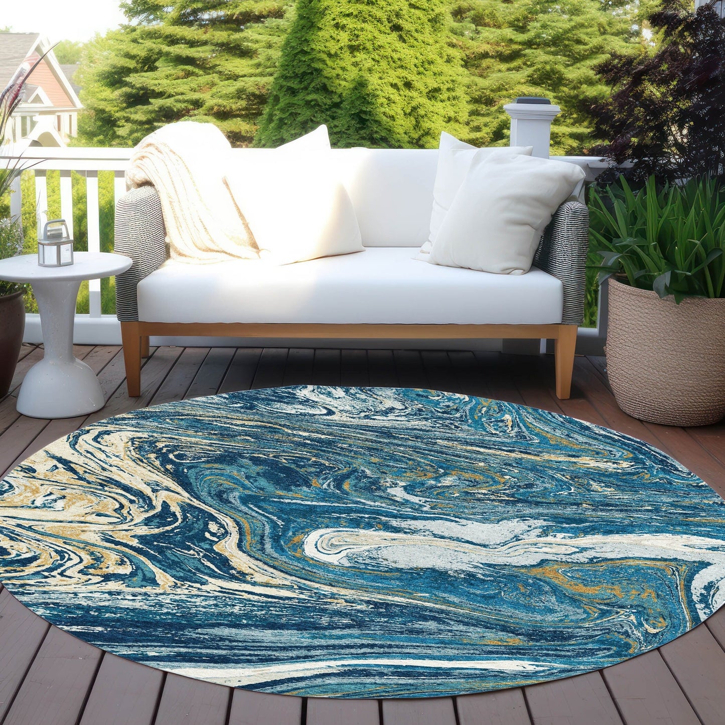 Machine Washable Indoor/ Outdoor Abstract Brushstroke Chantille Rug
