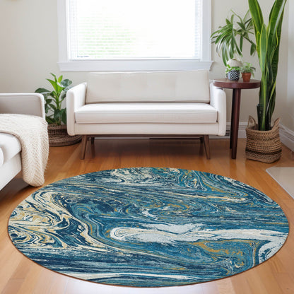 Machine Washable Indoor/ Outdoor Abstract Brushstroke Chantille Rug