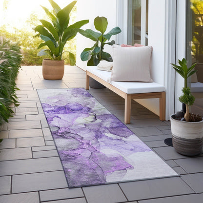 Machine Washable Indoor/ Outdoor Abstract Chantille Rug