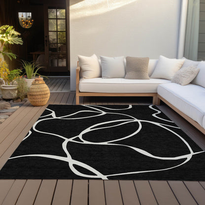 Machine Washable Indoor/ Outdoor Abstract Modern Chantille Rug