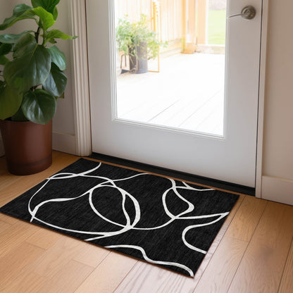 Machine Washable Indoor/ Outdoor Abstract Modern Chantille Rug