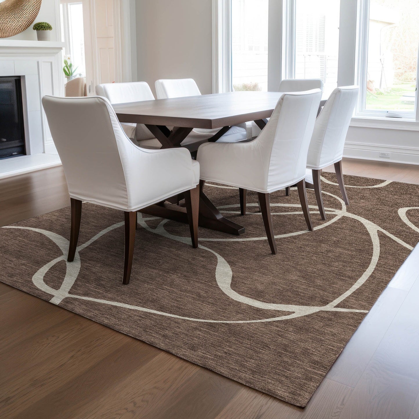 Machine Washable Indoor/ Outdoor Abstract Modern Chantille Rug