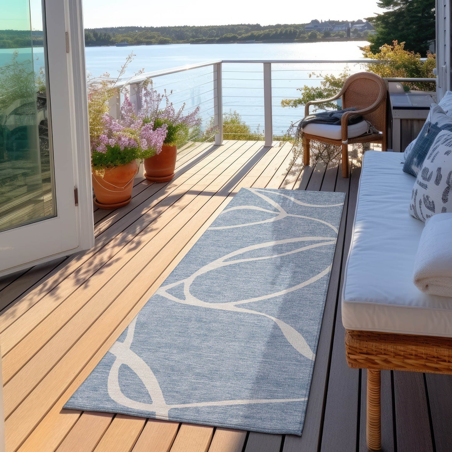Machine Washable Indoor/ Outdoor Abstract Modern Chantille Rug