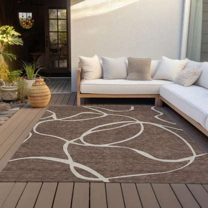 Machine Washable Indoor/ Outdoor Abstract Modern Chantille Rug