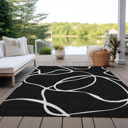 Machine Washable Indoor/ Outdoor Abstract Modern Chantille Rug