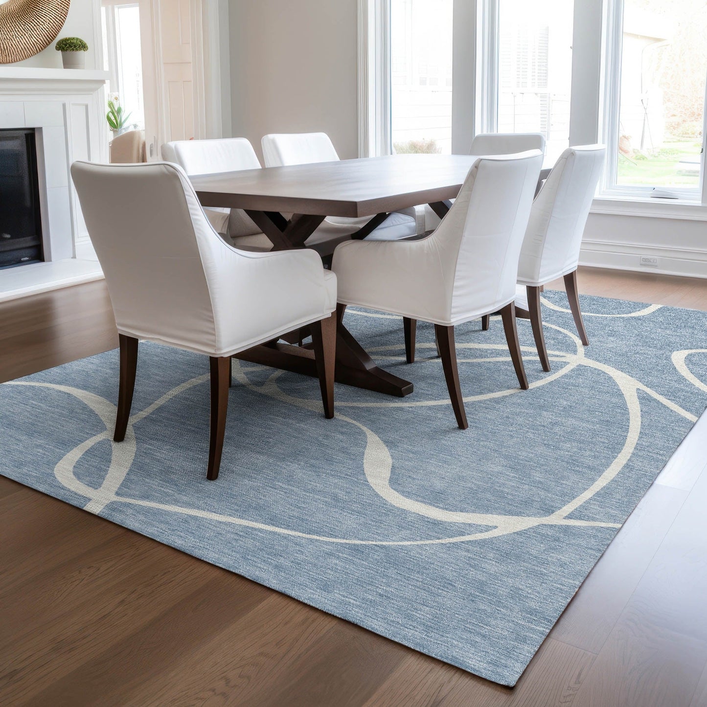 Machine Washable Indoor/ Outdoor Abstract Modern Chantille Rug