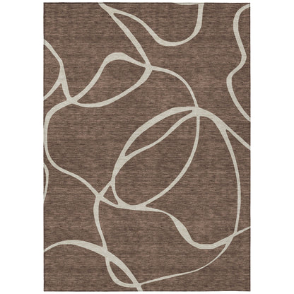 Machine Washable Indoor/ Outdoor Abstract Modern Chantille Rug