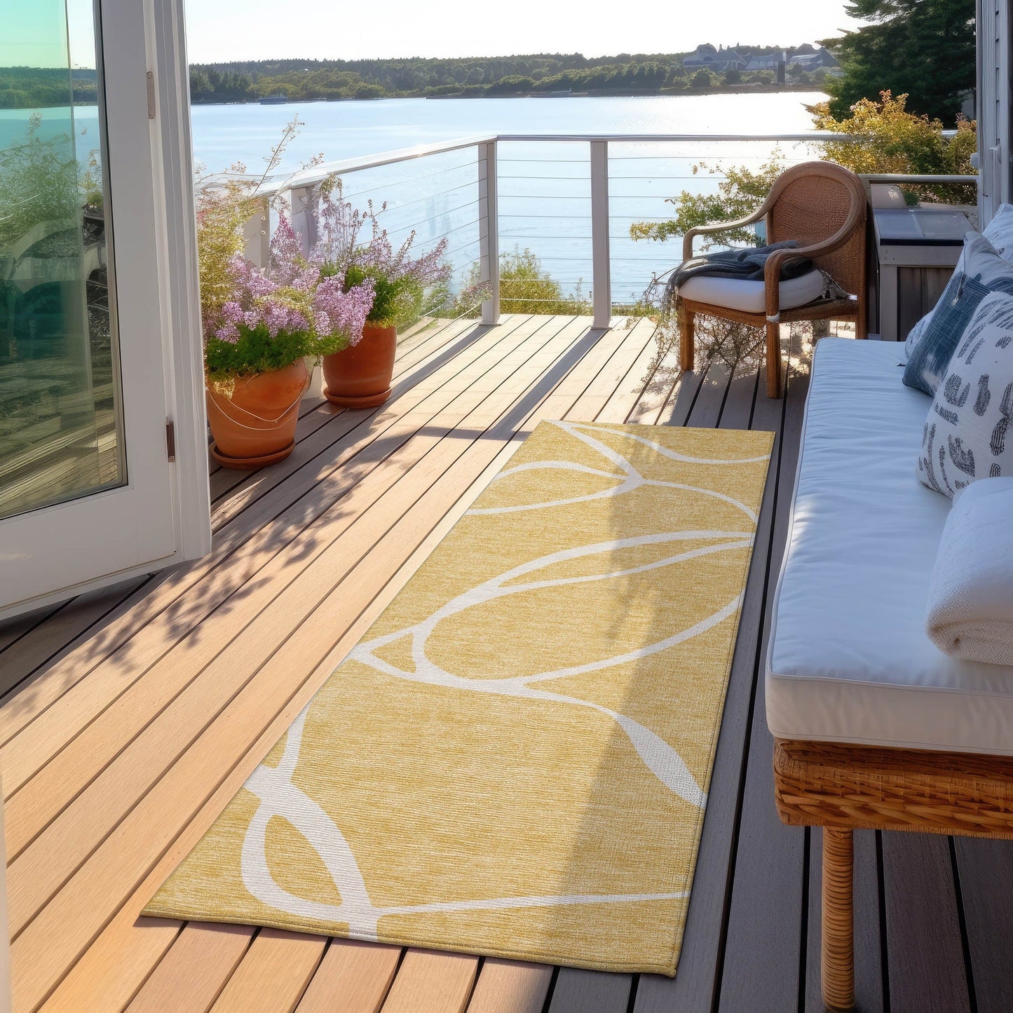 Machine Washable Indoor/ Outdoor Abstract Modern Chantille Rug