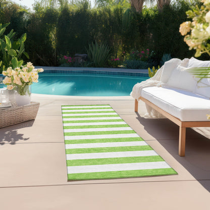 Machine Washable Indoor/ Outdoor Cabana Stripe Chantille Rug
