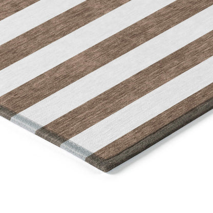 Machine Washable Indoor/ Outdoor Cabana Stripe Chantille Rug