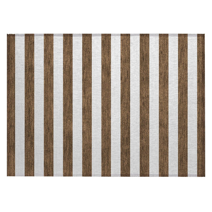 Machine Washable Indoor/ Outdoor Cabana Stripe Chantille Rug