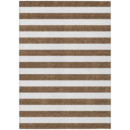 Machine Washable Indoor/ Outdoor Cabana Stripe Chantille Rug