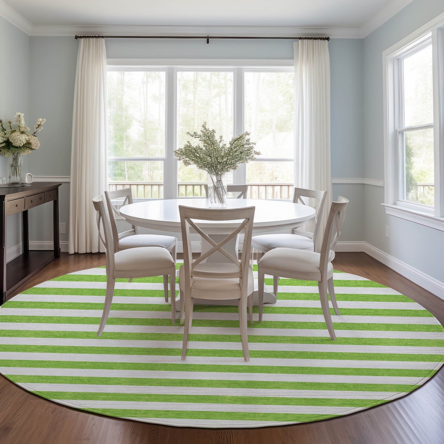 Machine Washable Indoor/ Outdoor Cabana Stripe Chantille Rug