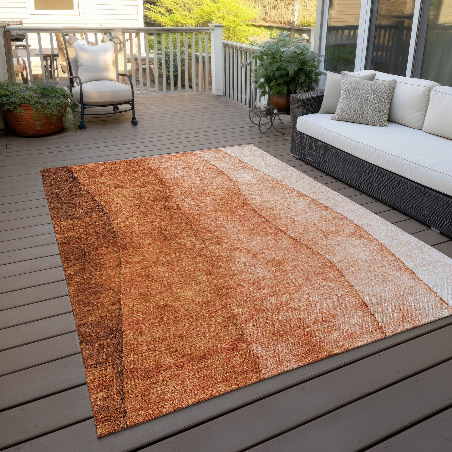 Machine Washable Indoor/ Outdoor Chantille Contemporary Ombre Rug