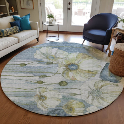 Machine Washable Indoor/ Outdoor Chantille Modern Floral Rug