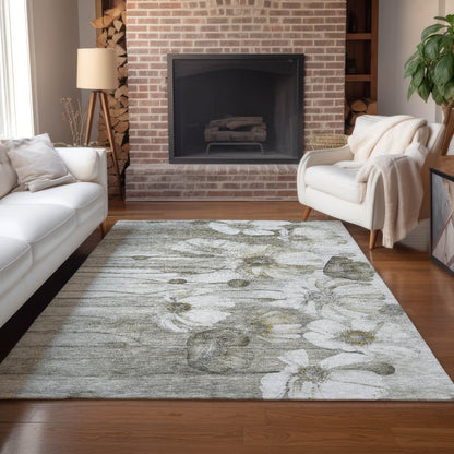 Machine Washable Indoor/ Outdoor Chantille Modern Floral Rug