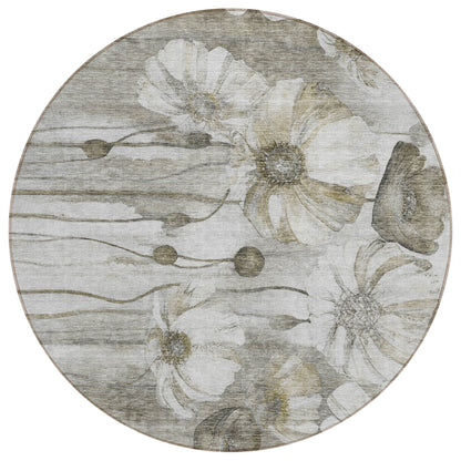 Machine Washable Indoor/ Outdoor Chantille Modern Floral Rug