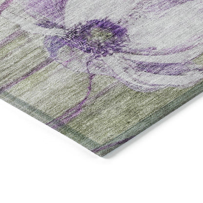 Machine Washable Indoor/ Outdoor Chantille Modern Floral Rug